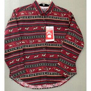 Vintage Red Rover Shirt Youth Medium Western 90’s Aztec Dead Stock Button Up Dog